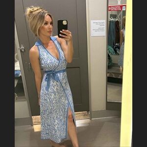 Diane Von Furstenberg Blue Halter Midi Sweater dress